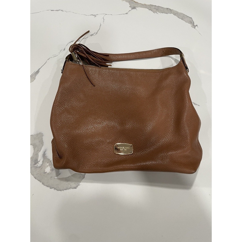 Michael Kors Bedford Large‎ Pebble Leather Top Zip Shoulder Bag in Luggage SHC